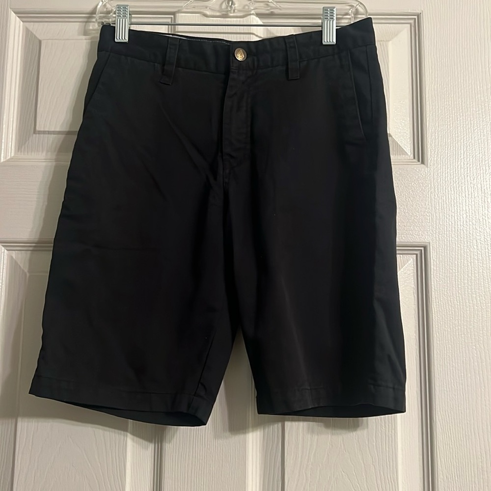 volcom boy’s black chino uniform shorts
